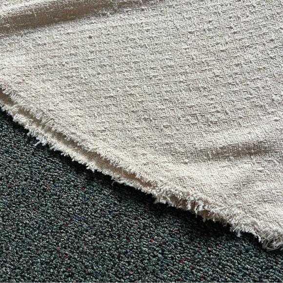 ZARA Cream White Cotton Tweed A-line Full Circl Midi Maxi Fringe Modest Skirt XL - Picture 7 of 16